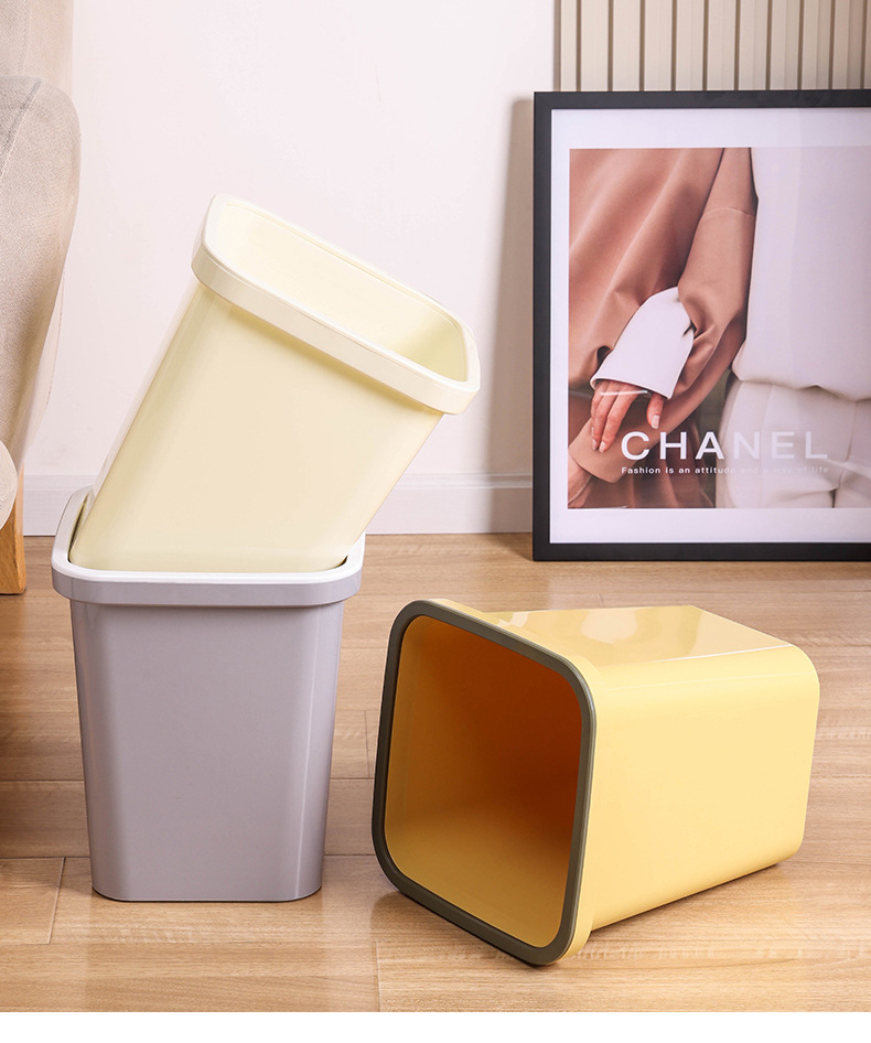 方形垃圾篓厨房无盖垃圾筒客厅卧室纸篓大容量压圈垃圾桶收纳详情16