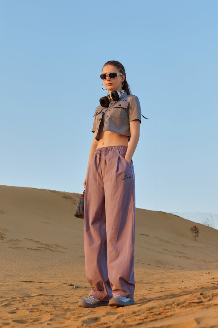 26 New style curved knife cocoon-shaped sickle retro cut high-density pure cotton mid-low waist loose drawstring casual pants for women 8035 pic 1