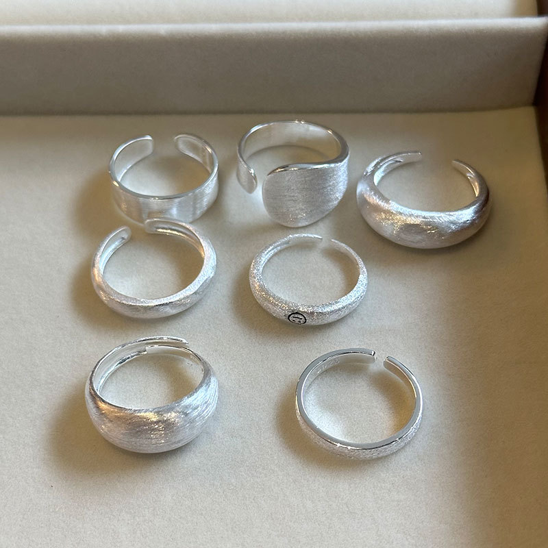 925 sterling silver ring with matte brushed finish, index finger ring opening design, bright silver versatile ring pic 6