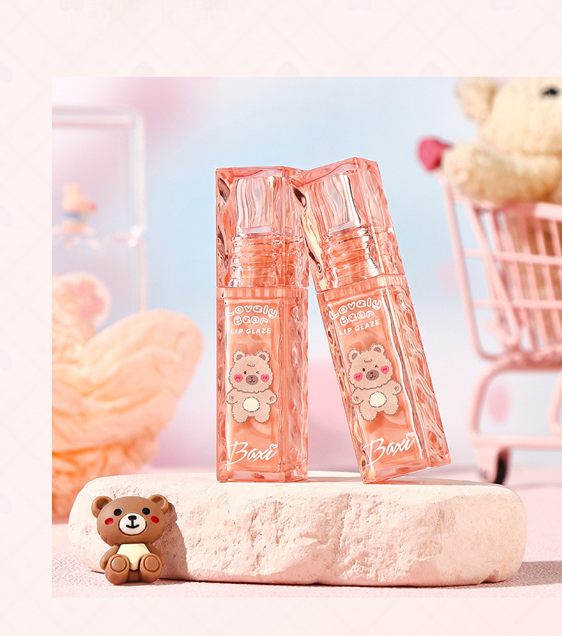 baxi Cute Baxi Milk Bear Soft Mist Lip Gloss is not easy to stick to the cup. Matte whitening lip gloss is an affordable daily lip gloss for girls pic 17