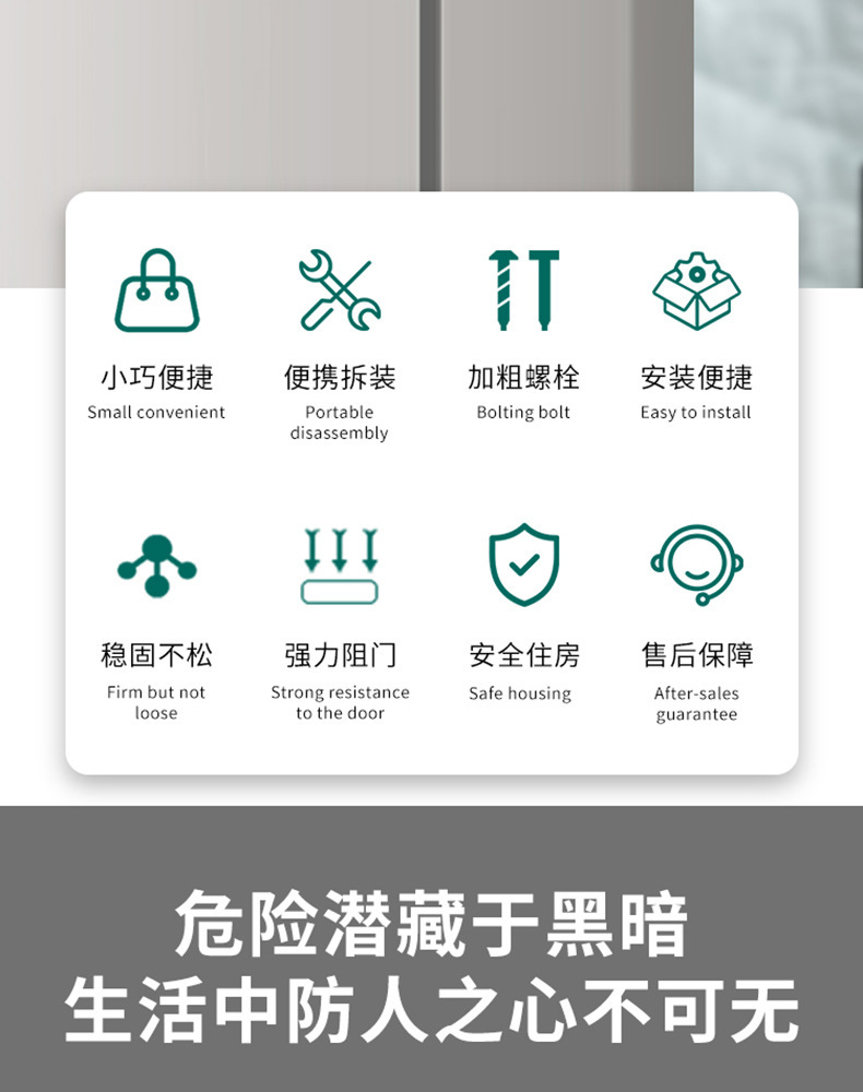 防开门器防盗女生独居阻门器游行防狼神器住酒店挡门器不锈钢门挡详情1