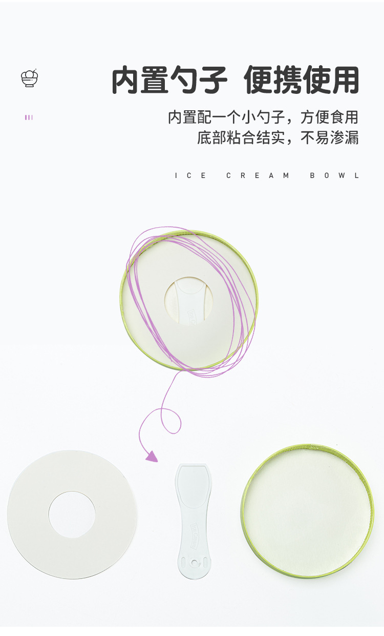 Thickened disposable ice cream paper cups with LIDS, ice cream cups with stir-fried yogurt packaging boxes, custom-made paper bowls for commercial use, customizable pic 9