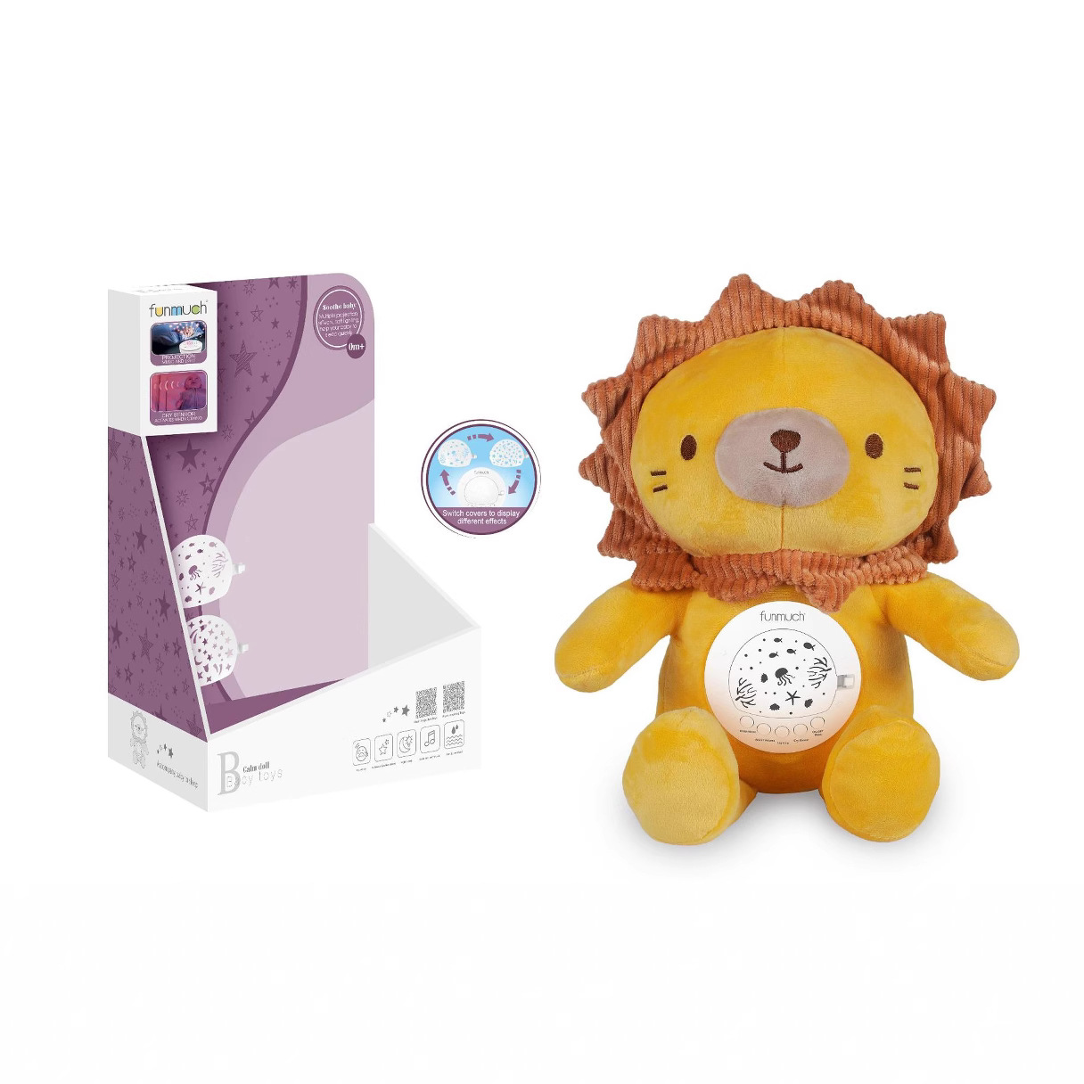 Cross-border infant and toddler soothing plush toys, creative projection night light music lullaby dolls, baby comfort toys pic 1