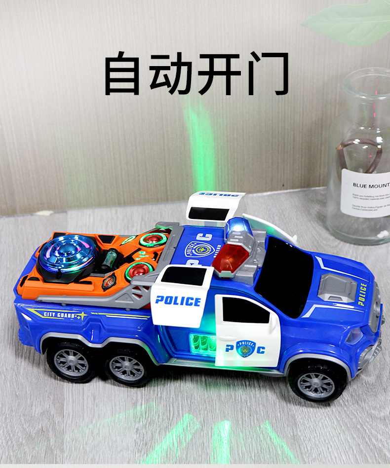 抖音同款电动万向跳舞警察车旋转音乐灯光自动开门战警电音车批发详情3