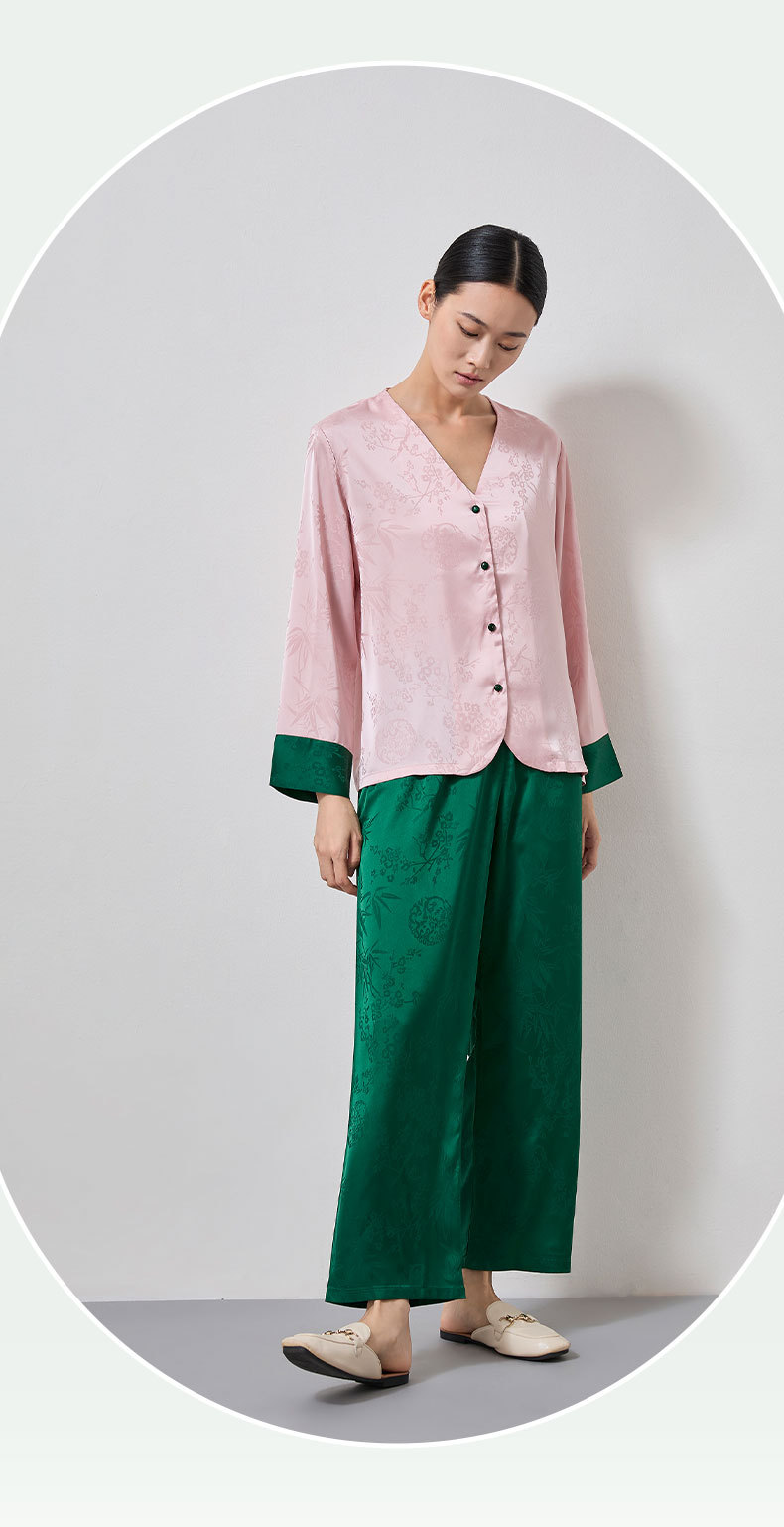 Yao ting nuevo estilo chino primavera y otoño manga larga estilo nacional cardigan para mujeres ropa de hogar simple casual cuello V holgado satén 3357 pic 5