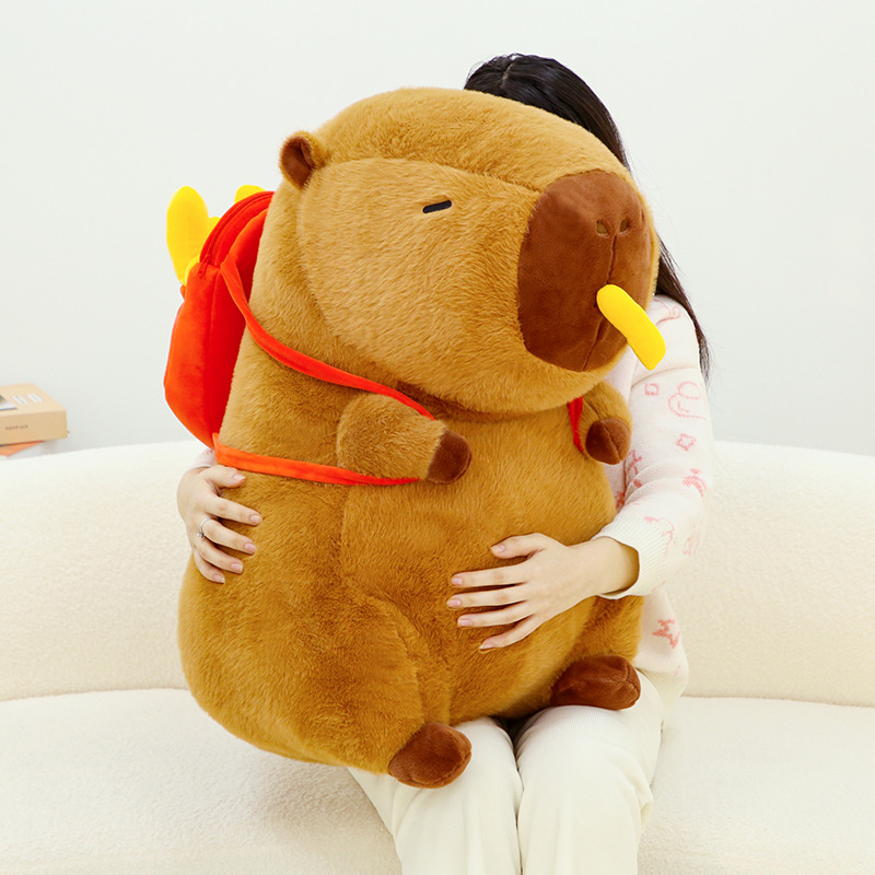 正版卡皮巴拉公仔可爱拉线水豚啪啪圈毛绒玩具挂件美拉德鼻涕玩偶详情4