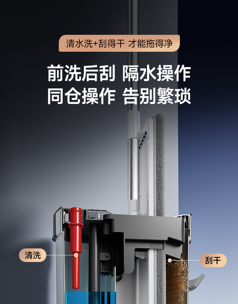 净污分离干湿两用免手洗刮刮家用乐地板清洁拖布平板拖把懒人拖布详情7