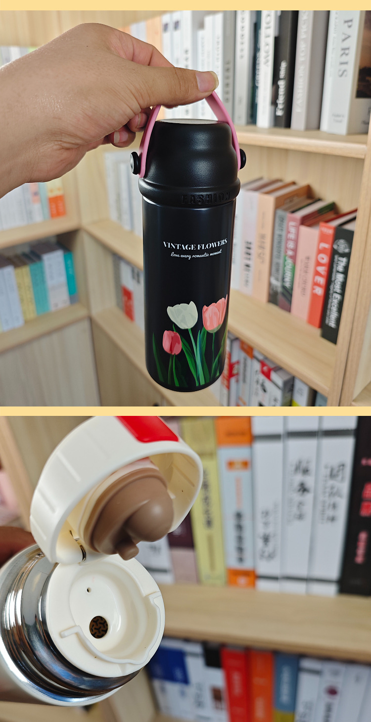 新款轻奢男女学生车载手提式泡茶水杯高颜值杯子不锈钢真空保温杯详情23