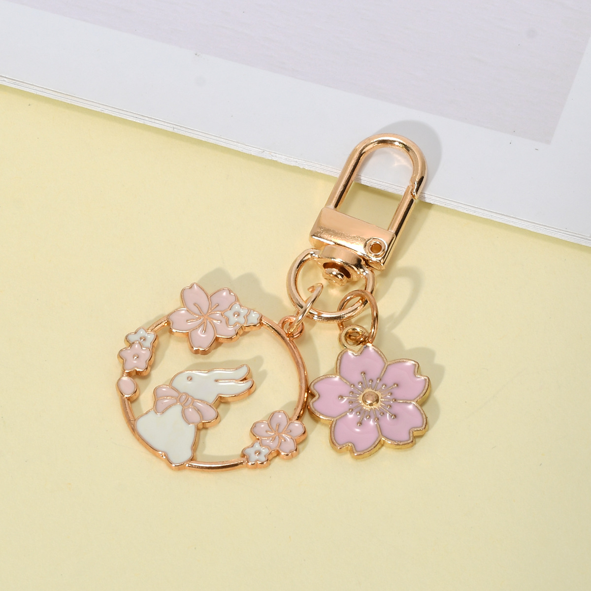 创意卡通可爱钥匙扣樱花兔子猫猫 ins背包书包挂件吊坠质感小礼物详情7