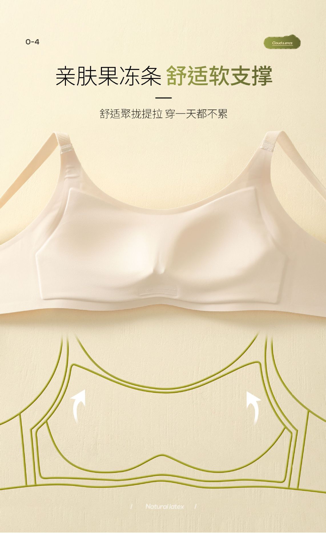 小胸显大聚拢舒适无痕内衣女果冻条软支撑杯固定调整型防下垂文胸详情7