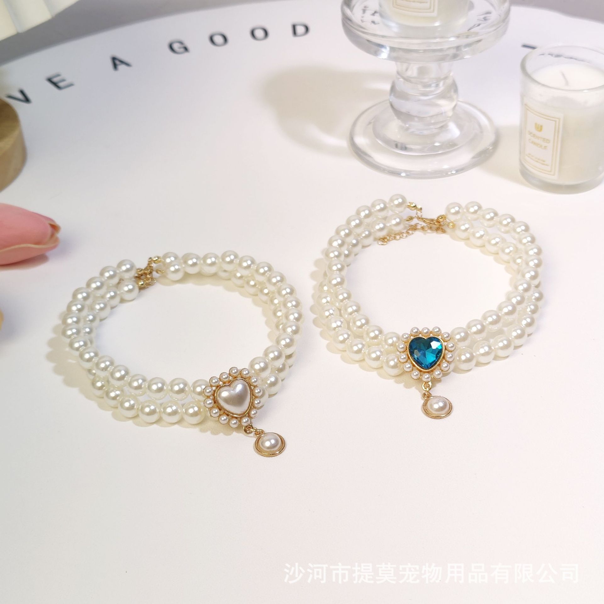 Pet cat, German cat, dog, pearl necklace, collar, small chanel-style gemstone bow, plush toy and accessories pic 10