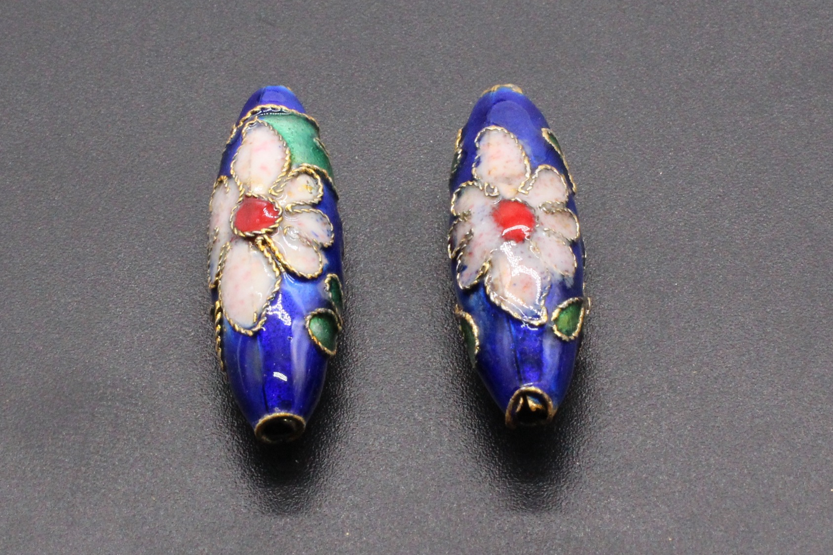Traditional high-temperature enamel DIY jewelry accessories, cloisonne with beads, filigree, silver blue, 27*9 jujube pits pic 4