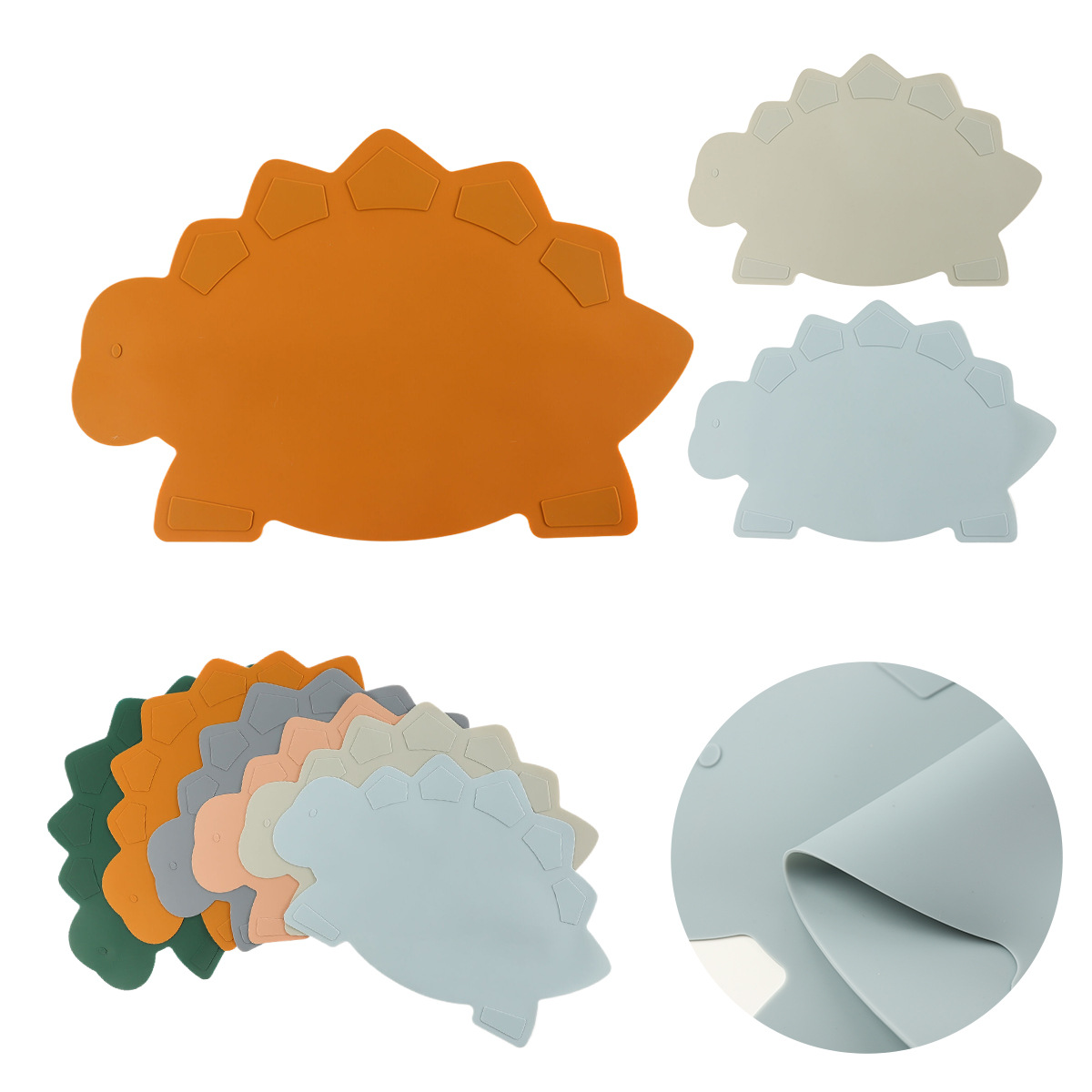 恐龙硅胶餐垫跨境热卖桌面防烫隔热垫高颜值可爱家用儿童硅胶餐垫详情6