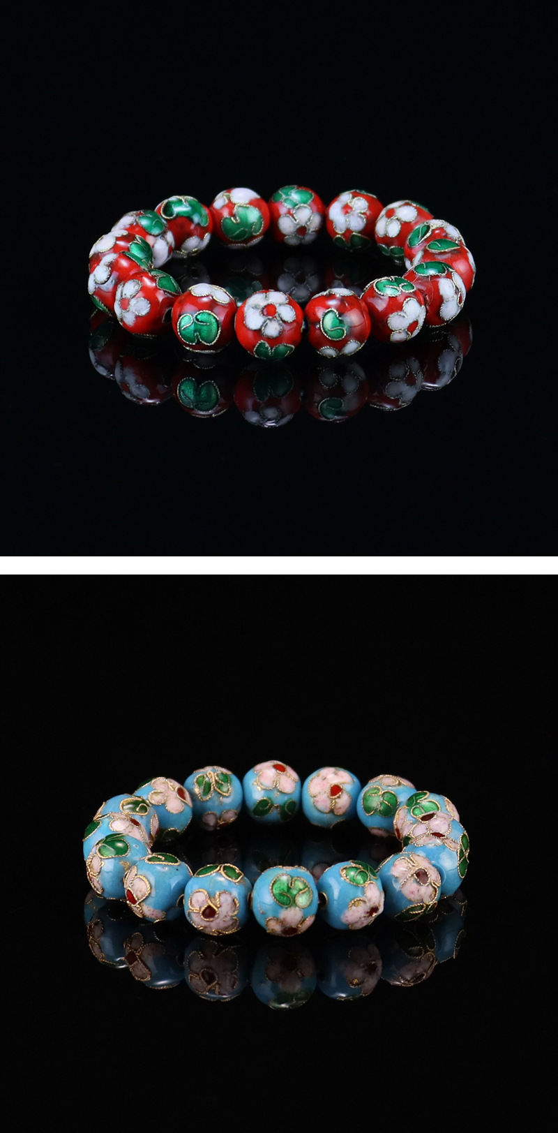 Beijing Cloisonne classical ethnic style jewelry, cloisonne enamel filigree silver blue round bead bracelet pic 37