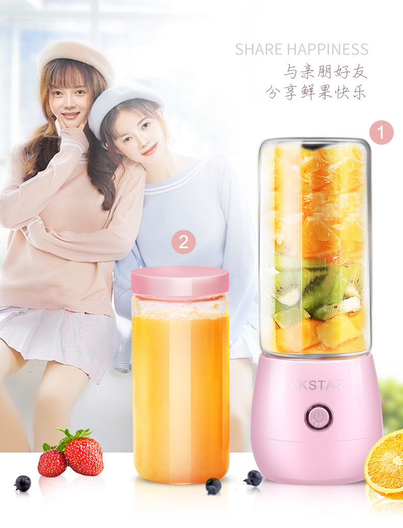 便携式多功能USB充电榨汁杯迷你榨汁机家用水果电动果汁搅拌杯详情7