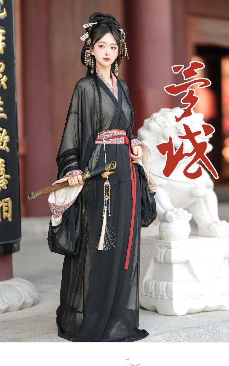 国潮梦域战国袍马山楚墓复原款日常直裾袍汉服女拖尾大放量直裾详情2