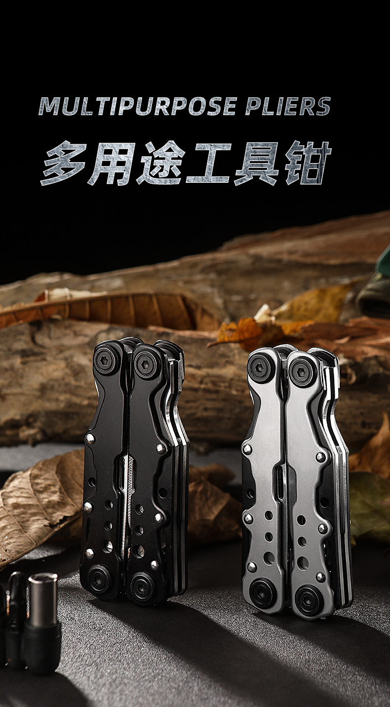 Outdoor travel essential stainless steel folding pliers, multi-functional combination tool, mini camping knife pliers, medium and large-sized camping pliers, compact and portable, other types of pliers pic 10