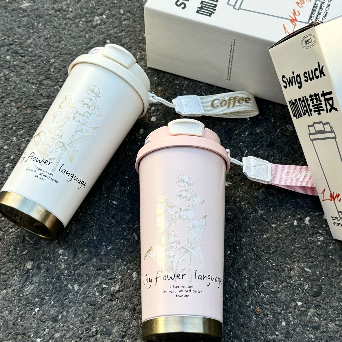 新款铃兰保温杯316不锈钢咖啡杯女生大容量高颜值吸管水杯礼品杯详情4