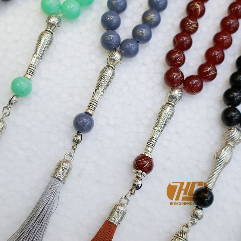 中东 礼拜 手持念珠 树脂 金拉丝纹理 33颗10厘 赞珠 跨境 批发详情4