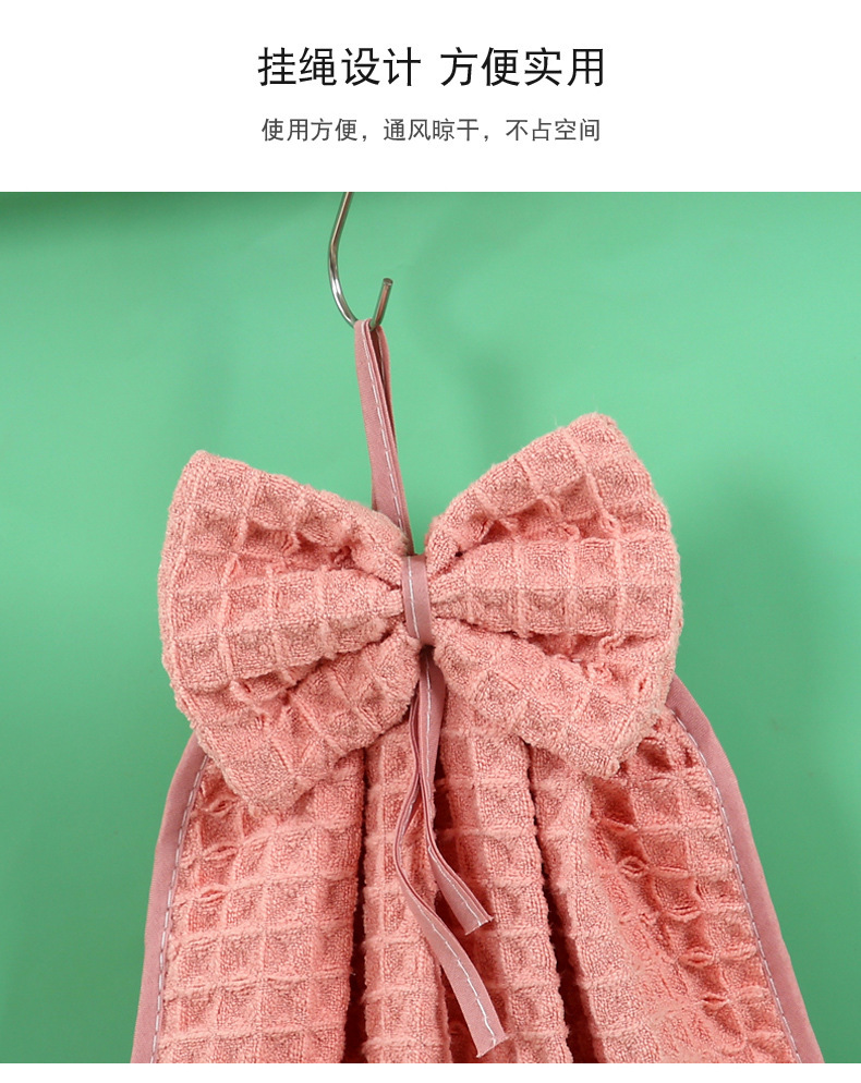 【 Chi Jia 】 400g Waffle Bow Hand towels, bathroom and kitchen hanging towels, rags, hand towels wholesale pic 7
