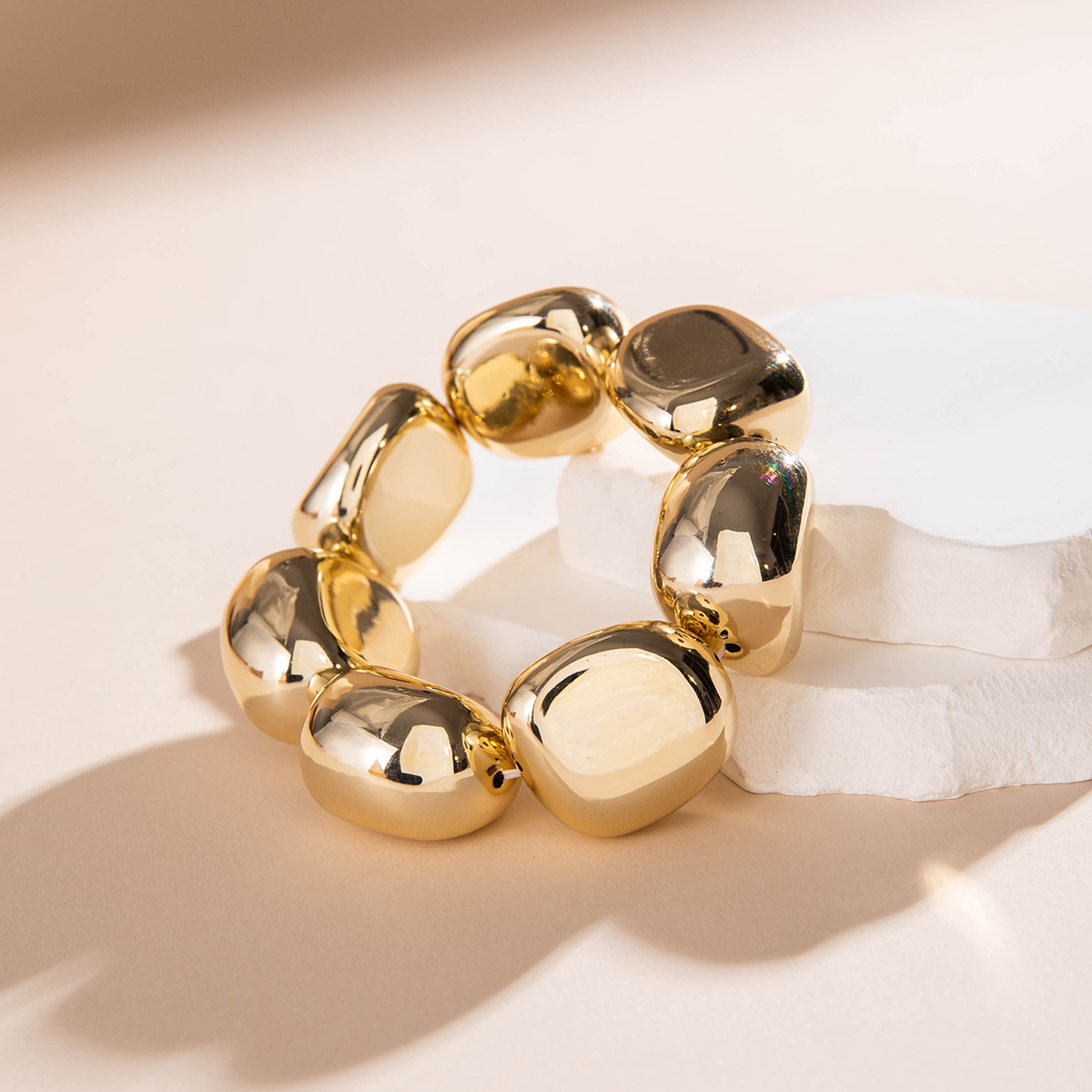 欧美跨境新款多层线条缠绕几何开口手镯套装朋克风波浪形串珠手链详情78