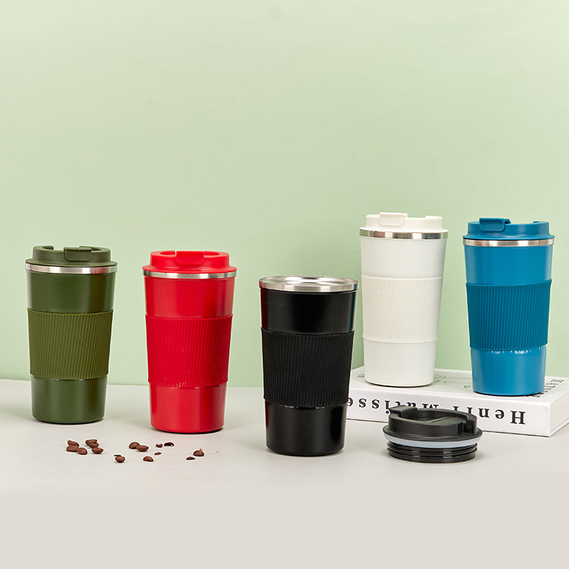 Cross-border leather case coffee cups for men and women, portable office car gifts, travel cups, 304 stainless steel insulated cups, logo pic 2
