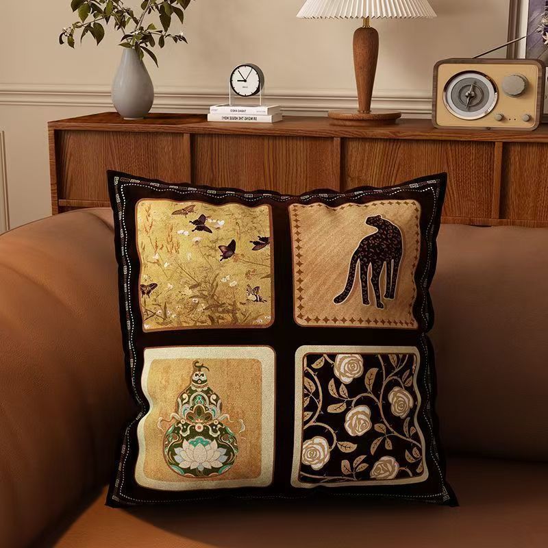 Chinese-style throw pillows, double-sided European and American style, Maillard throw pillow-like sofa cushions, backrest pads, retro throw pillowcases pic 5