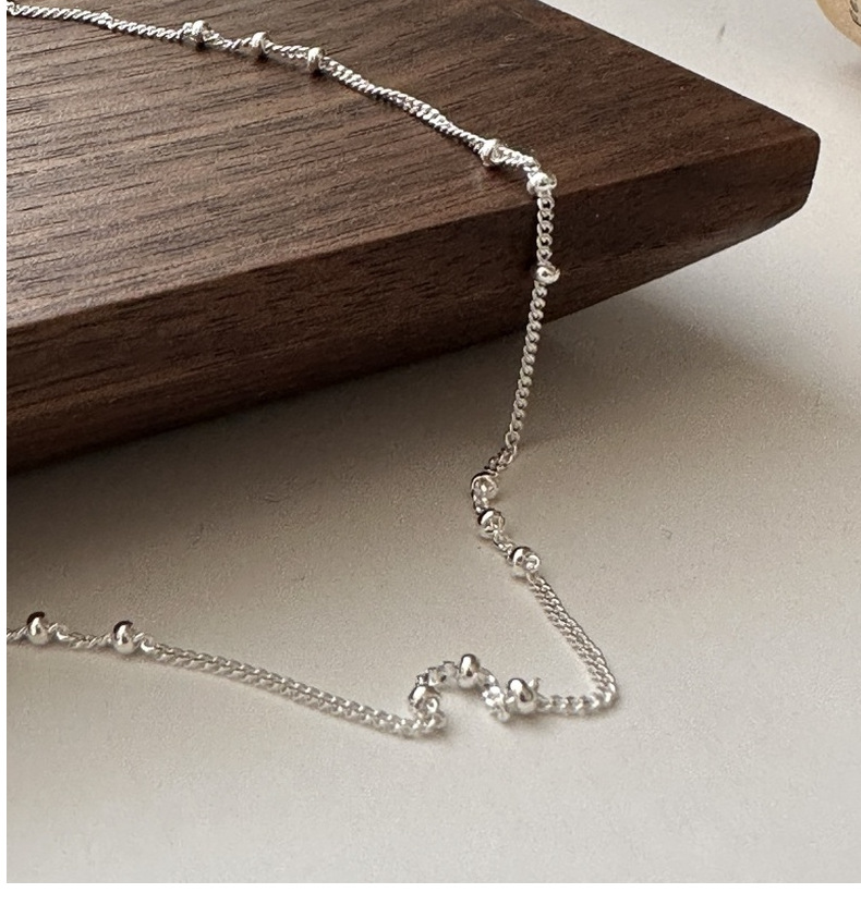 S925 sterling silver Korean version niche design hepatitis B interlocking beads fashionable collarbone chain Korean version simple Korean style necklace wholesale pic 9