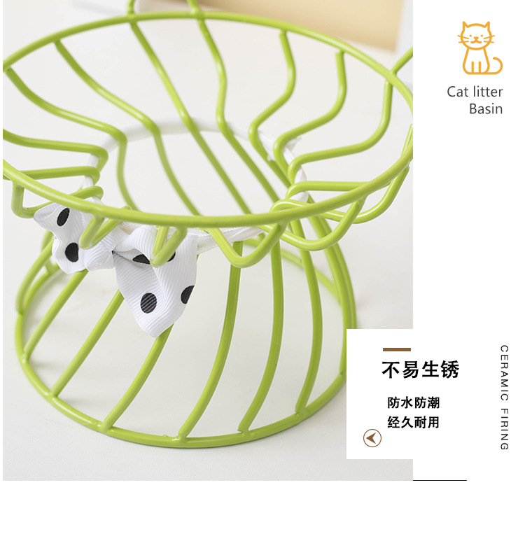 Wow custom cat bowl, ceramic high-legged neck guard, large-mouthed pet food bowl, Garfield cat special flat face bowl snack plate pic 9
