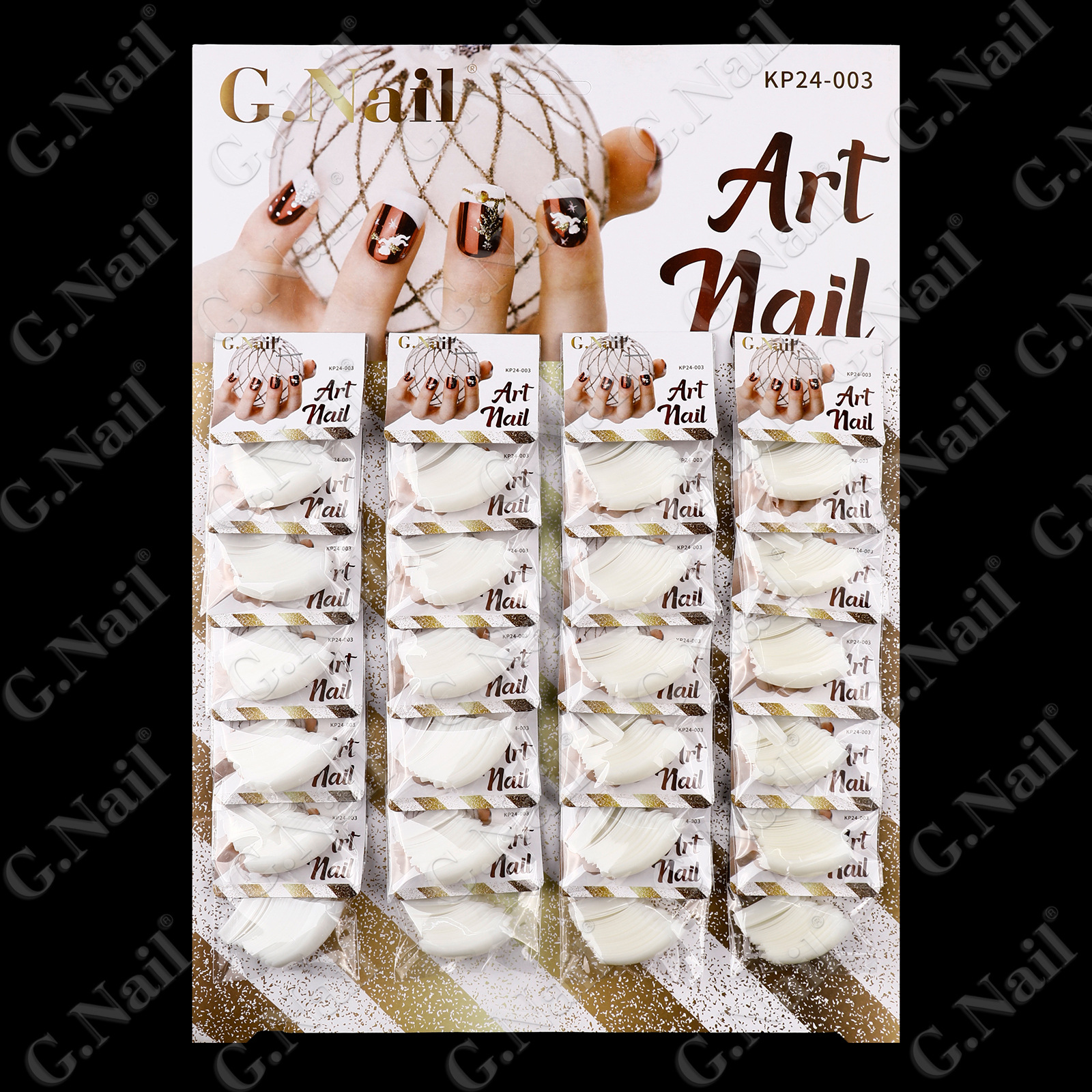 Gnail正品24包卡装美甲甲片自然色白色穿戴甲欧美假指甲甲片批发详情11