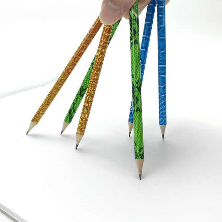Yalong Amazon heat film coated fine packaging pencil texture printed wooden pencil pic 1