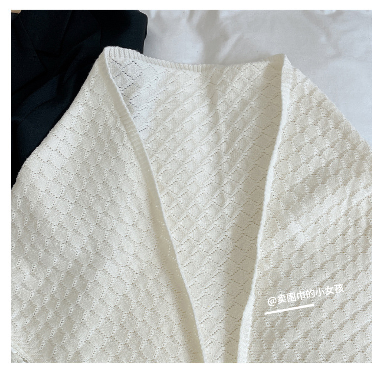 国潮旗袍披肩女外搭百搭中国风春秋新款针织外套搭配长袖三角开衫披肩详情3