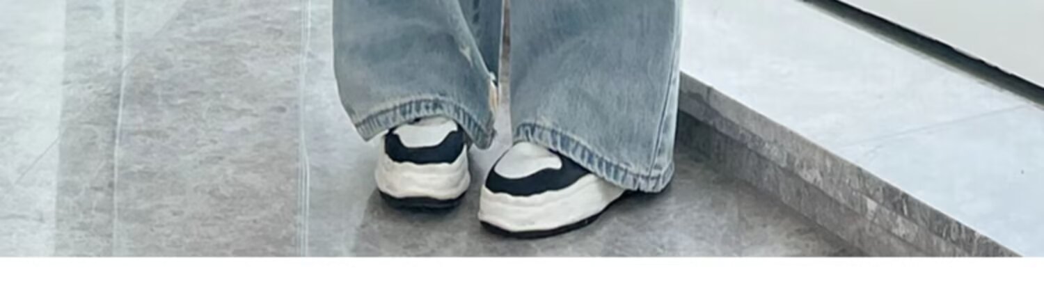 大码复古水洗磨白牛仔裤女春秋新款高腰胖mm宽松显瘦阔腿拖地裤子详情10