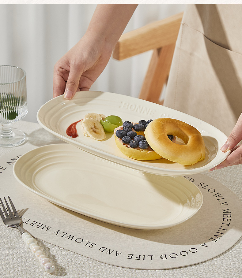 New high-end French cream-style tableware with underglaze color, high appearance level, rice bowl, vegetable plate, bowl and chopsticks set bowl for home use pic 27