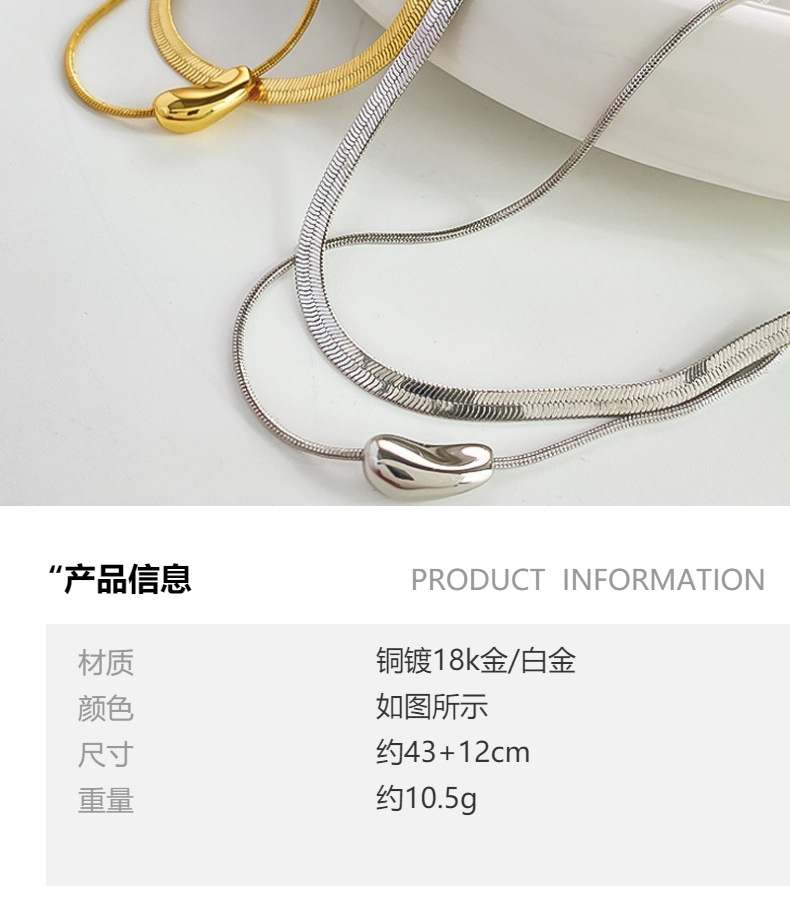 2024新款双层叠戴高品质铜镀18k金锁骨链轻奢个性小众设计蛇骨链详情1
