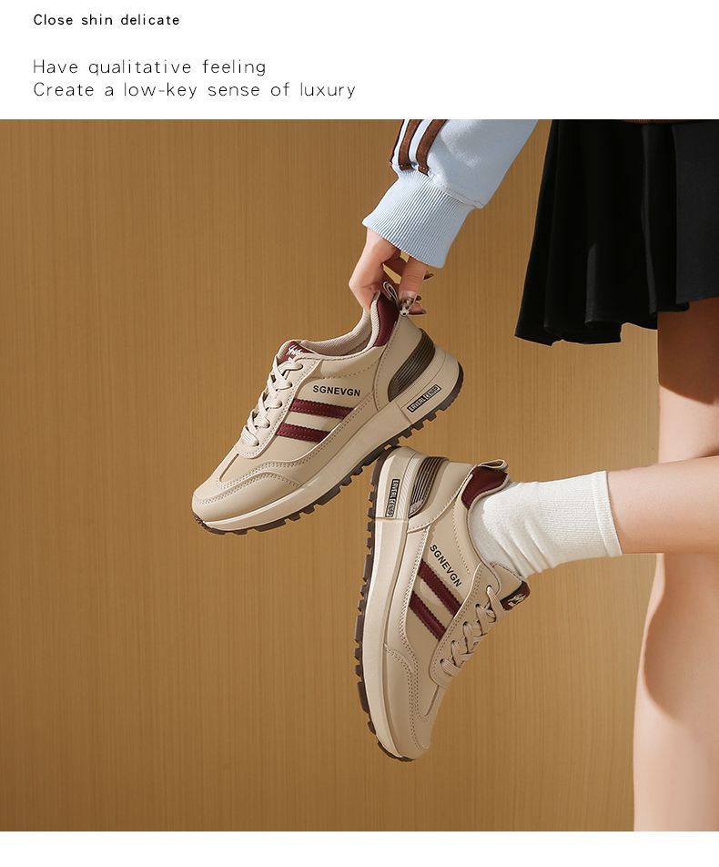 踩屎感轻便休闲运动鞋女士2025春秋季新款软底防滑皮面阿甘跑步鞋详情15