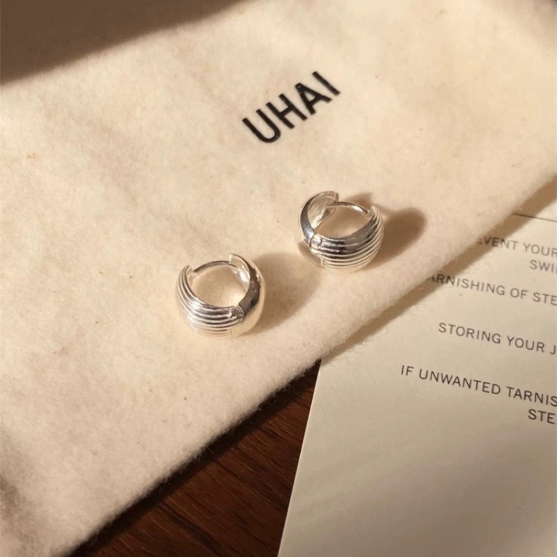 ins韩国博主fever同款双面贝壳耳钉女小众设计精致百搭纹理感耳圈详情8