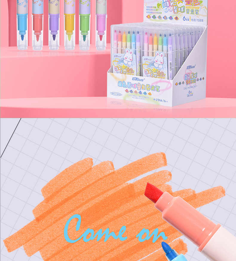 Tianfeng 239A multi-color double-headed highlighter pen, key point marking pen, note-taking and journal-making pen, multi-color highlighter pen pic 4