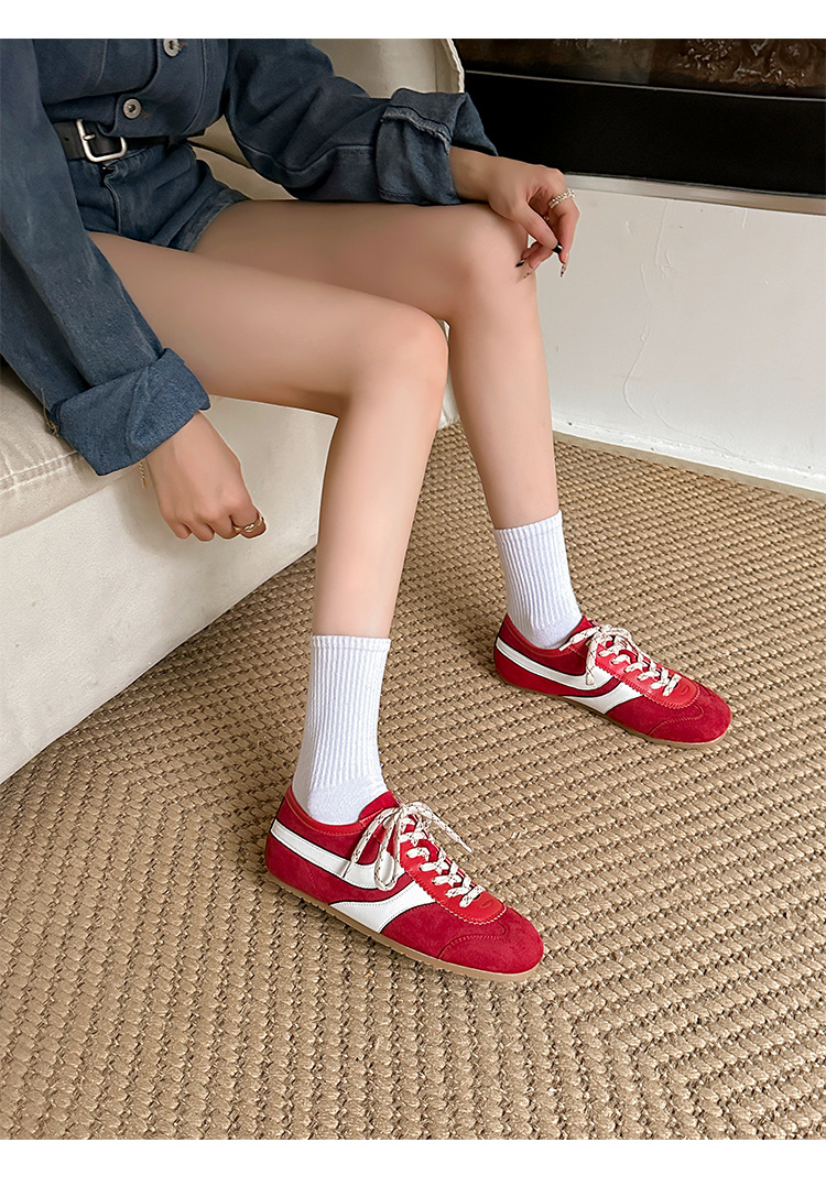 【苏茵茵同款】复古内增高德训鞋2025透气休闲运动女鞋真皮阿甘鞋详情16