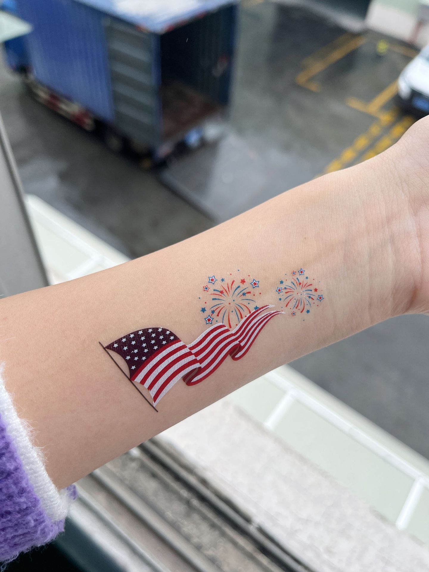 跨境防水美国国旗纹身贴背带领结长派对道具筒袜纹身 独立日贴纸详情2