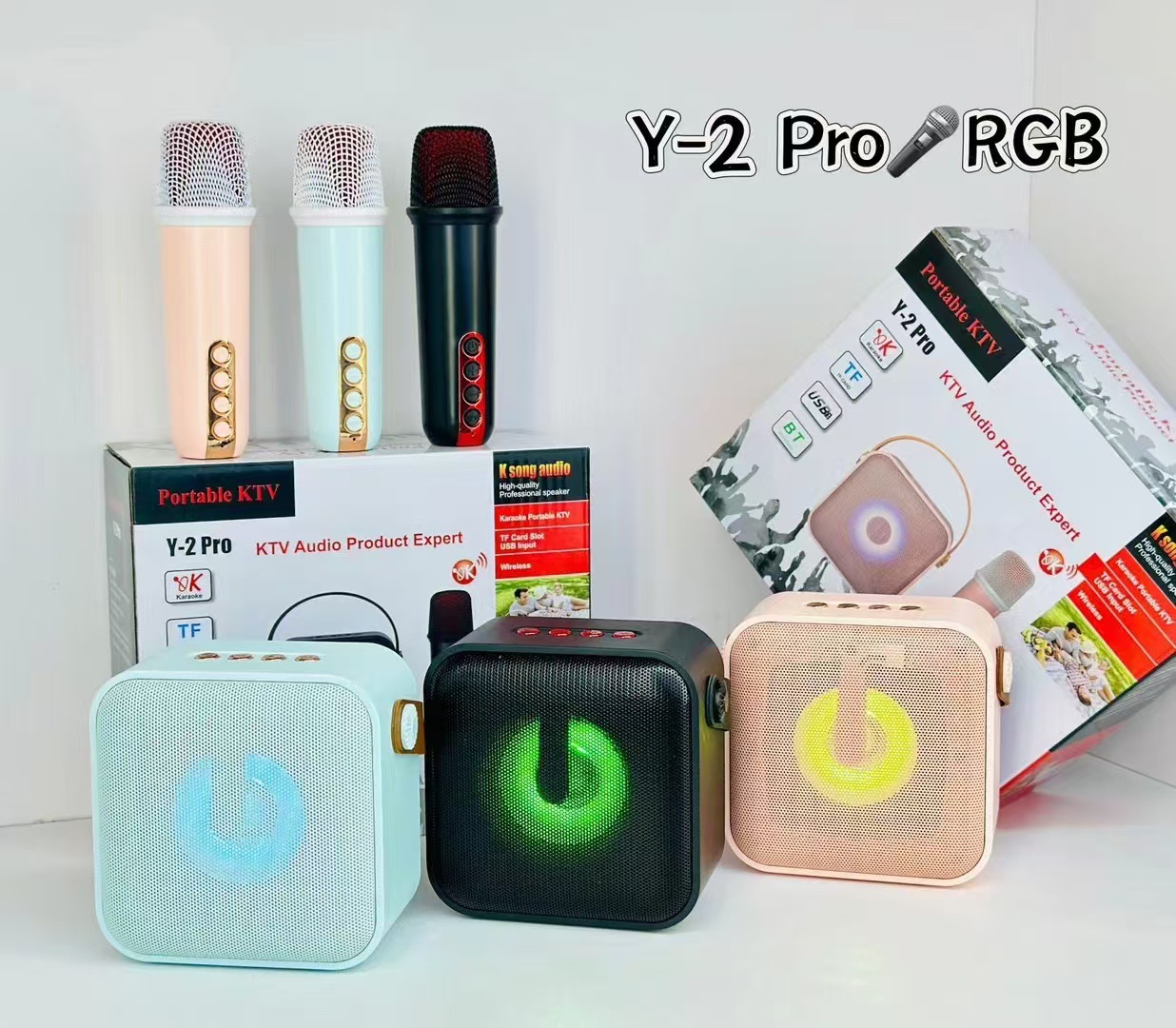 新款跨境 Y-2 Pro无线麦克风蓝牙家庭户外便携k歌音响长续航话筒详情6
