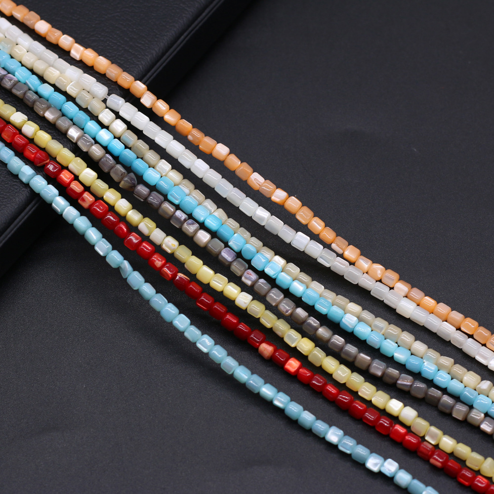 diy beaded jewelry materials, loose beaded bracelet accessories, handcrafted colorful natural freshwater shells, crushed stones, square pic 1