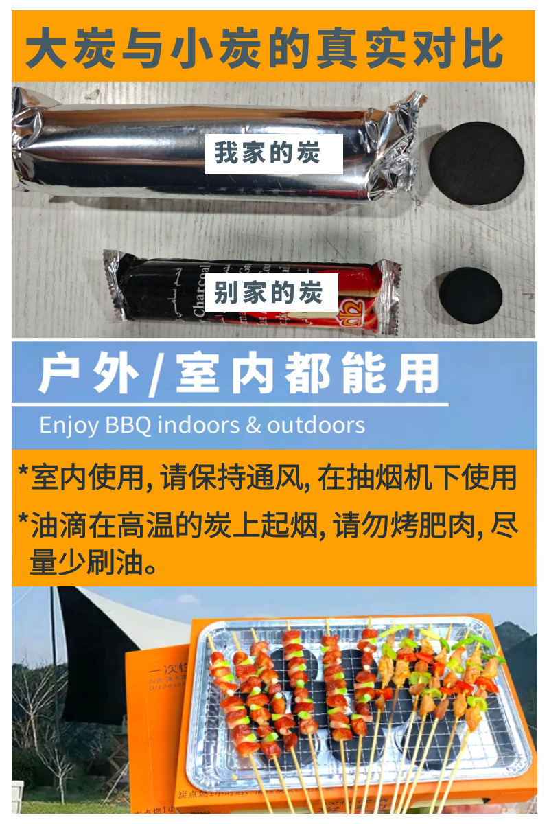 一次性烧烤炉外贸电商批发整箱便携式烧烤架炭烤露营家用橙人自烤详情5