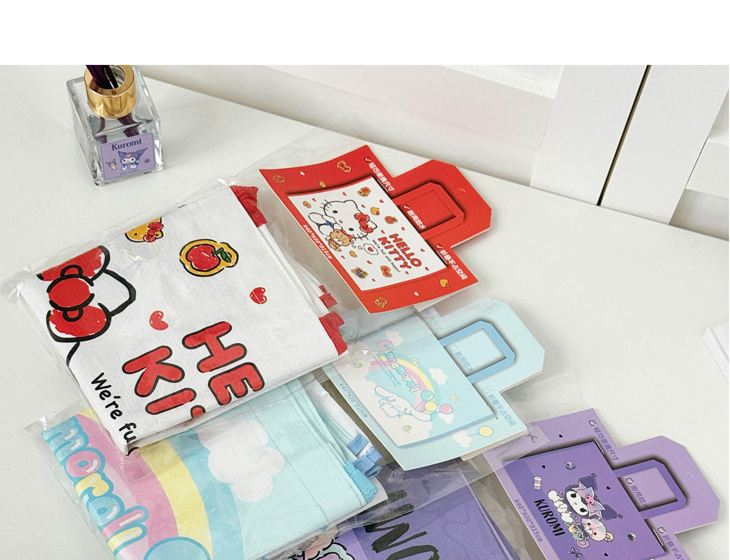 Sanrio genuine Hello Kitty kt woven shopping bag, large capacity storage bag, bento bag, portable hand-held crossbody bag pic 5