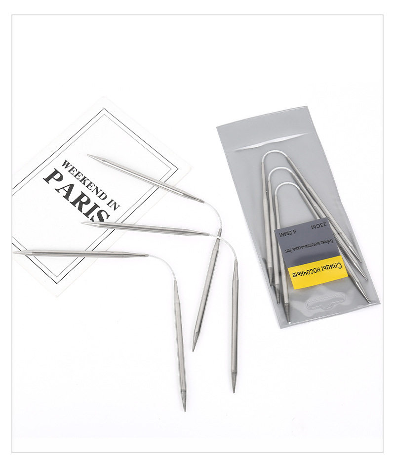 跨境专供多规格不锈钢环形针毛线编织工具毛衣针mini小型毛衣织针详情13