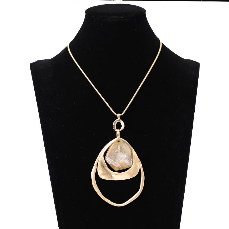 跨境亚马逊爆款项链欧美复古长款项链几何树脂金属女士毛衣链批发详情4