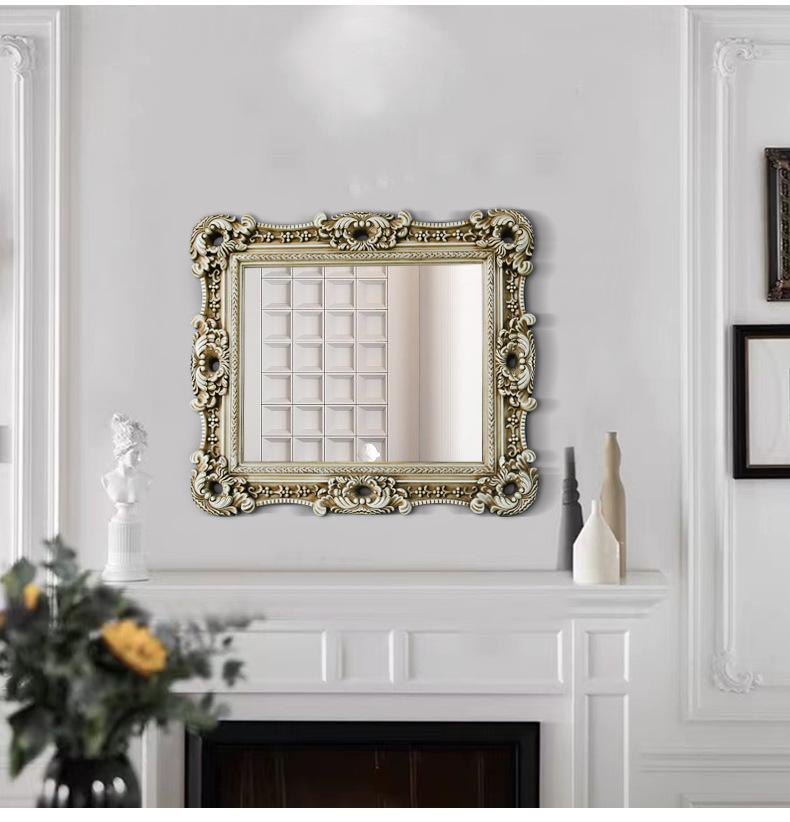 欧式古典油画框非树脂画框欧式浴室镜壁挂客厅玄关装饰镜子卫浴镜详情15