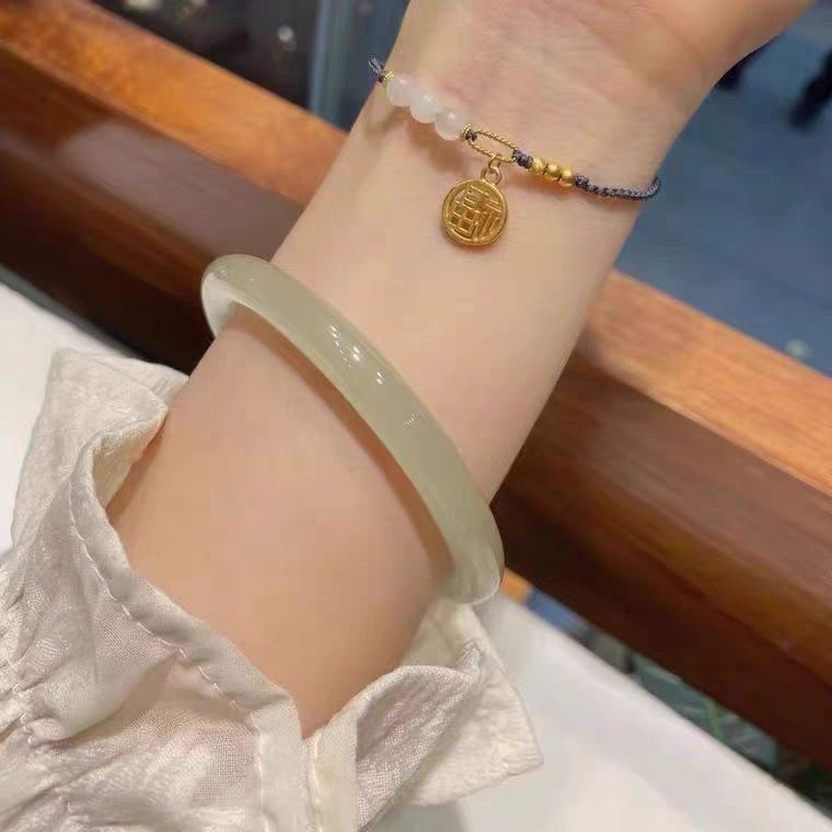 玻璃仿玉手镯批发细手镯叮当响叮当镯汉服配饰手镯禁步环圈批发手详情7
