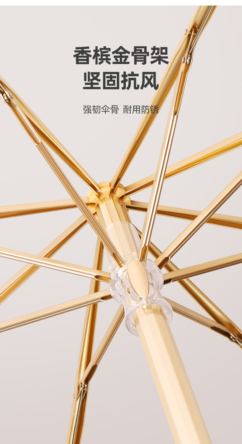 折叠三折手动雨伞黑胶纯色防晒伞防紫外线晴雨两用伞印logo礼品伞详情5