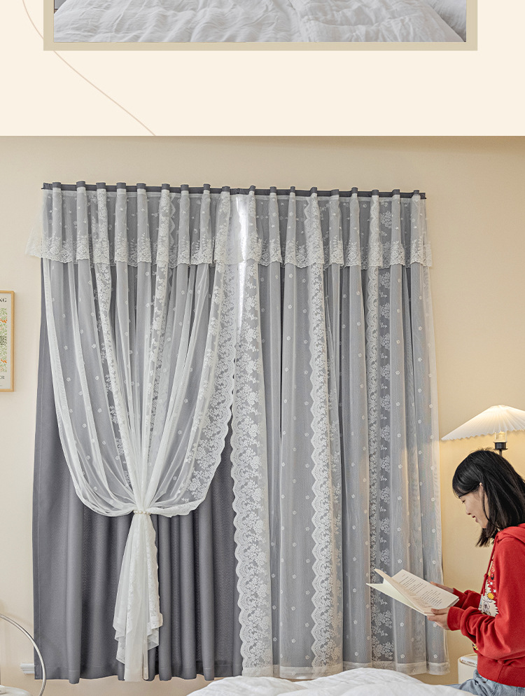Japanese-style cream-colored curtains with Velcro, no need for drilling installation, bedroom balcony high light-blocking self-adhesive curtains, one-piece delivery pic 22